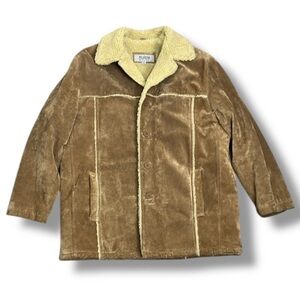 Wilsons Leather Brown Suede Leather Shearling Sherpa Coat Chore Jacket Men's XL